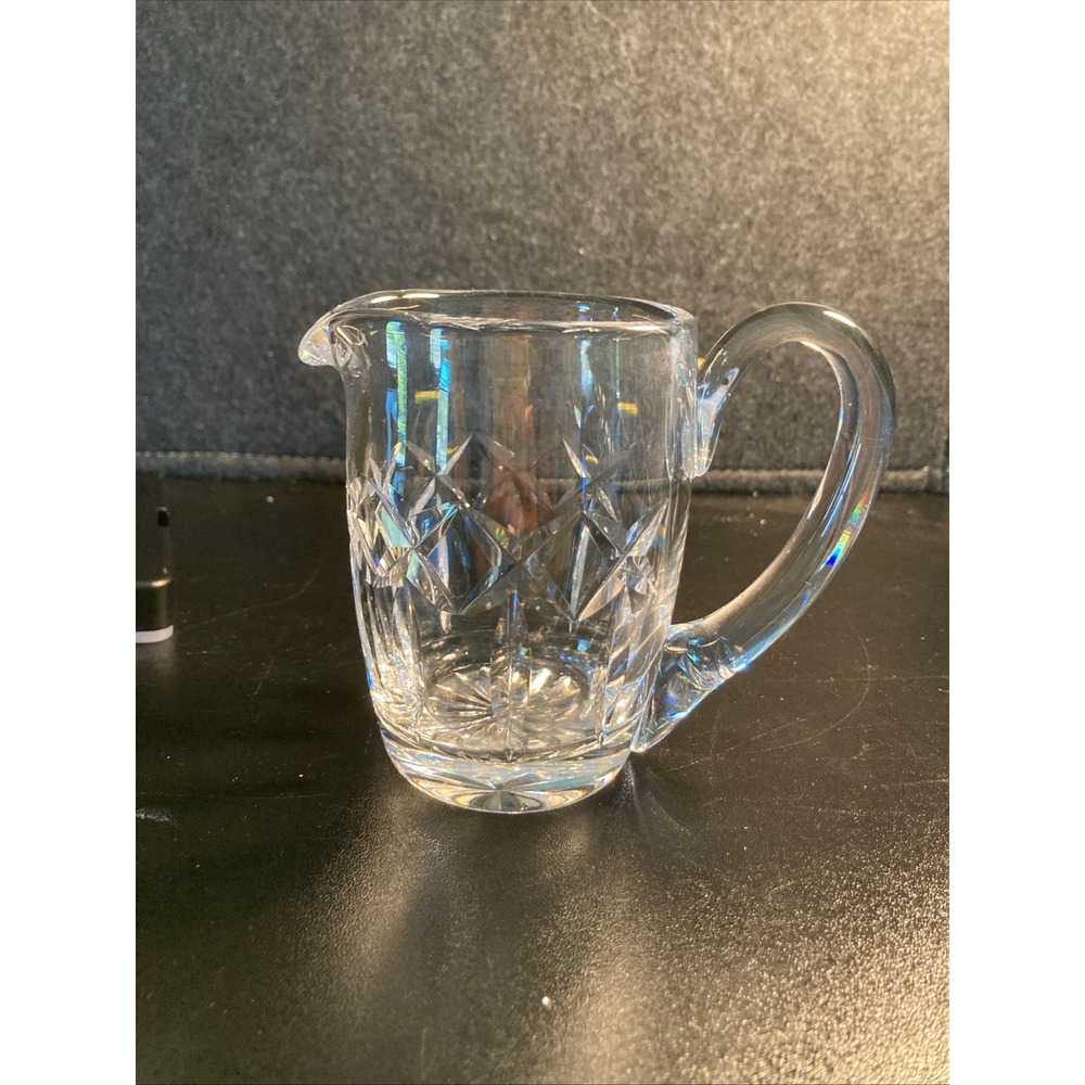 Vintage Waterford Clear Crystal Diamond Cut Creamer Pitcher with Handle 4 Inch